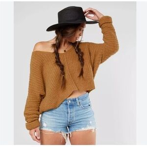 Free People Tan Off-the-Shoulder Sweater